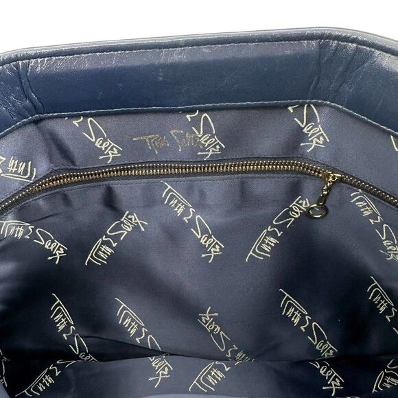 Ruth Saltz Clutch Handbag Vintage Leather Navy Blue Lion Classic Evening Purse - Picture 11 of 11